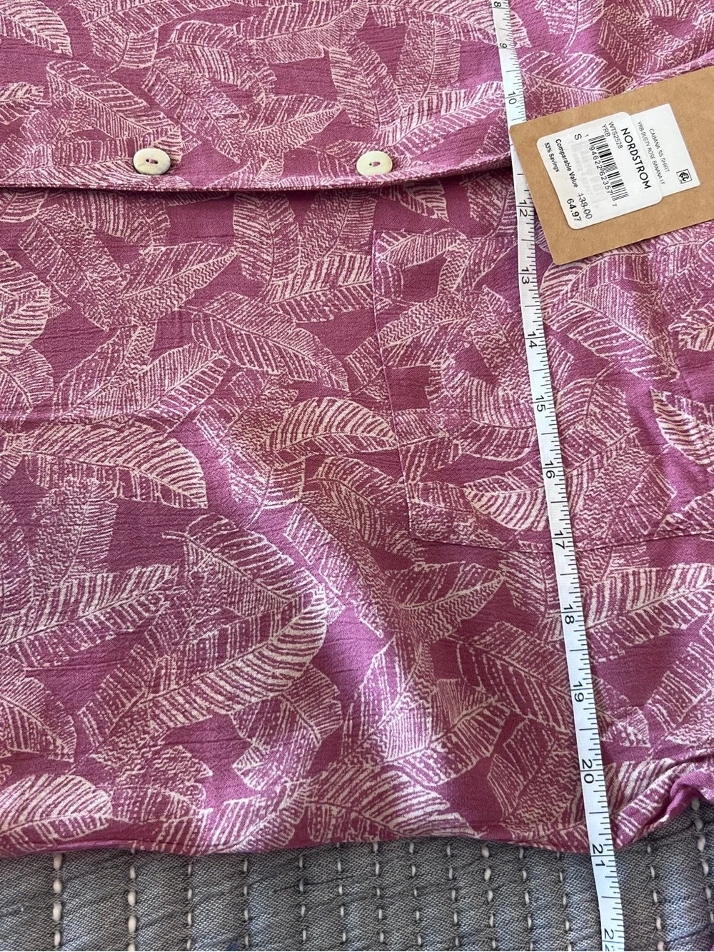 Faherty Women's Mauve Short-Sleeve Button Front Tropical Shirt Size Small